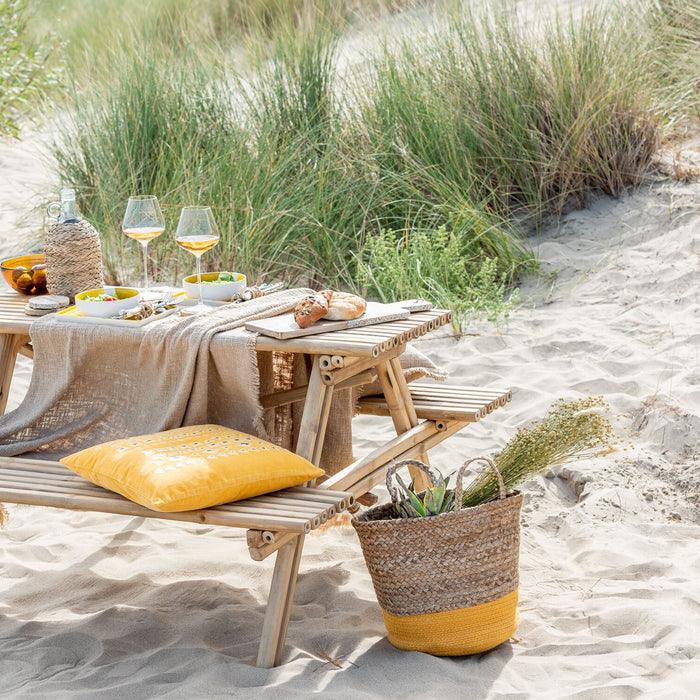 J-Line bank Picknick - bamboe|jute - naturel