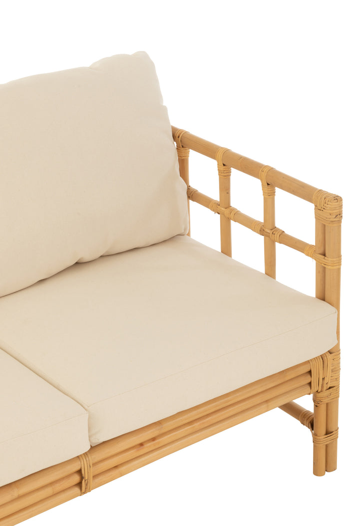 J-Line sofa Elise + kussen 3 Personen - rotan|textiel - naturel|wit