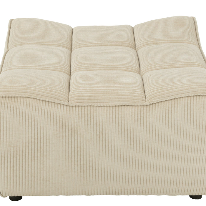 J-Line poef Grid - populierenhout|schuim - beige