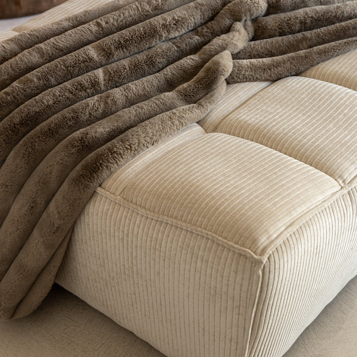 J-Line poef Grid - populierenhout|schuim - beige