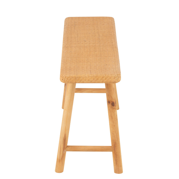 J-Line bank Rechthoekig - jute|sparhout - naturel