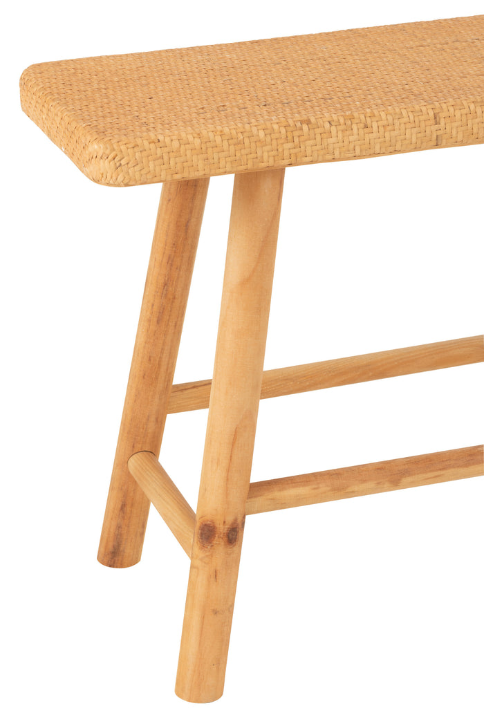 J-Line bank Rechthoekig - jute|sparhout - naturel