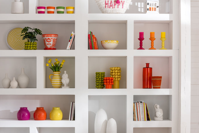 J-Line vaas Sinaasappels - keramiek - oranje - small - 18 cm hoog