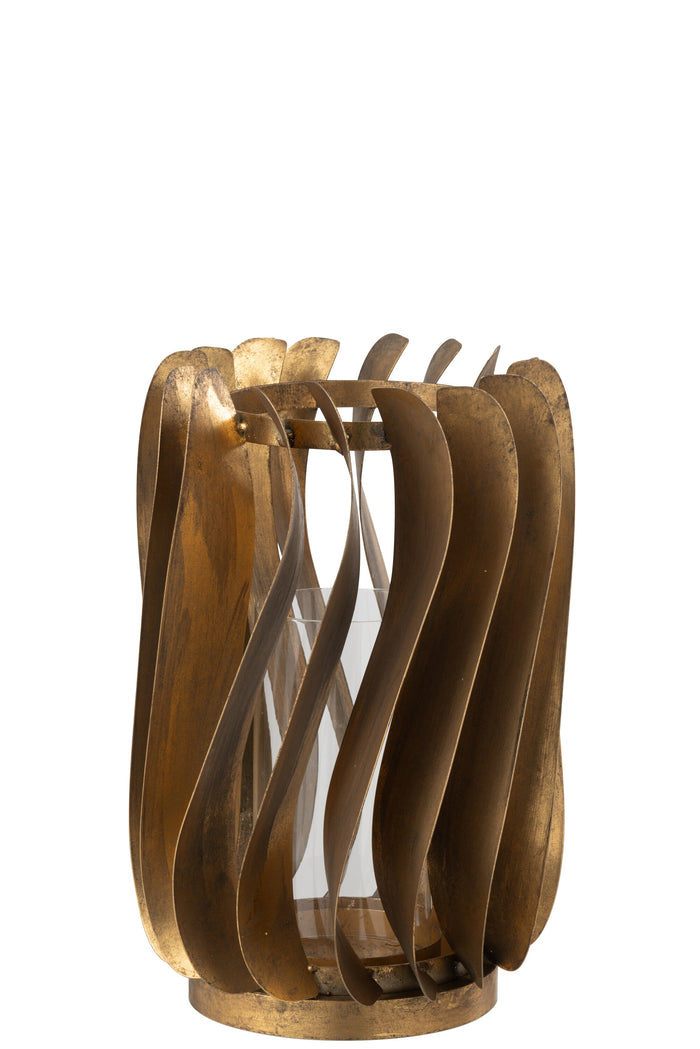 J-Line windlicht Tina - ijzer|fuweel - goud