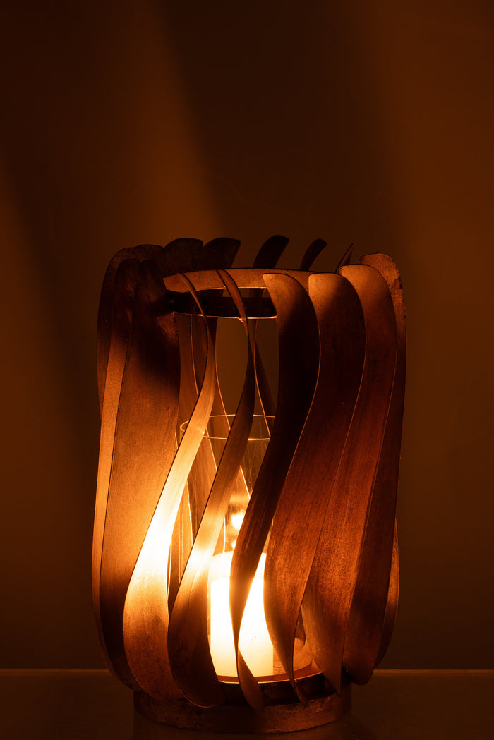 J-Line windlicht Tina - ijzer|fuweel - goud