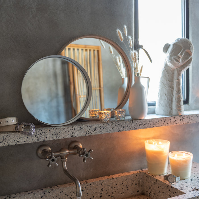 J-Line spiegel Rond Boord - metaal - wit - small - Ø 30 cm