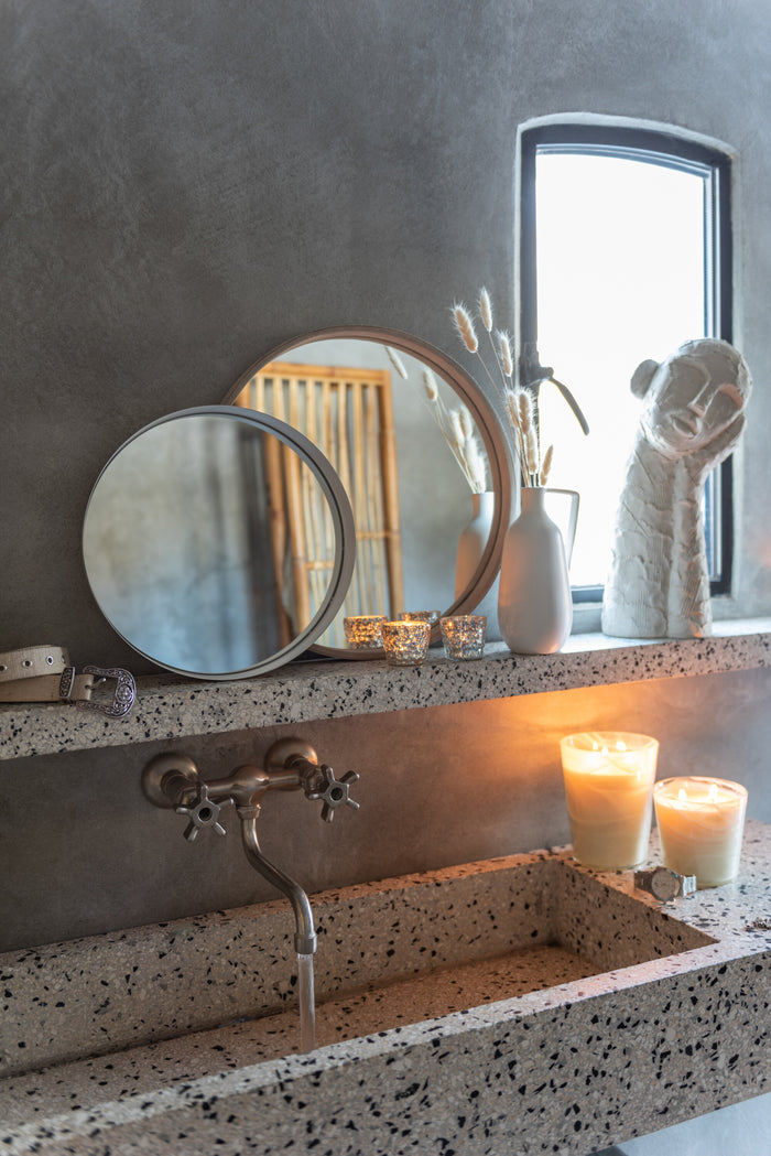 J-Line spiegel Rond Boord - metaal - wit - small - Ø 30 cm