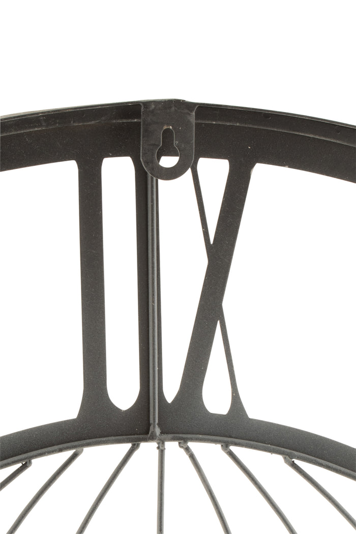 J-Line klok Romeinse Cijfers Wereldkaart - metaal - zwart - Ø 80 cm