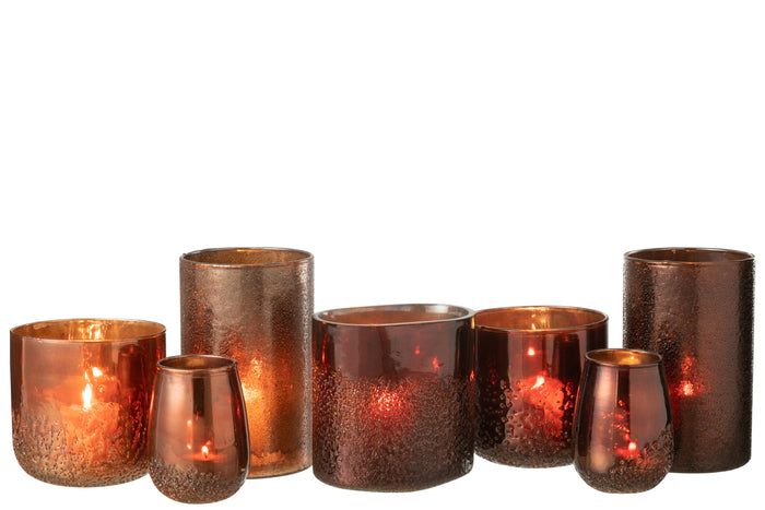 J-Line windlicht Spiegel - glas - koper|rood - extra large