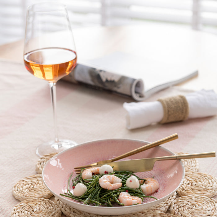 J-Line bord Diep Lara - porselein - zalm - 4 stuks