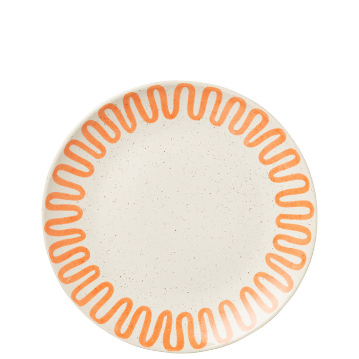 J-Line bord Curve - porselein - oranje - large - 4 stuks