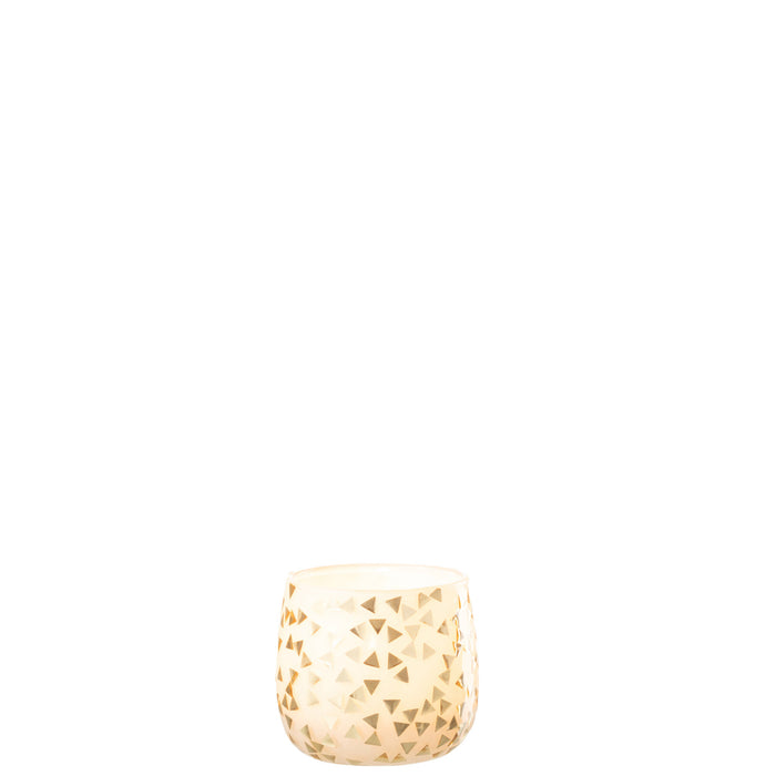 J-Line kaarshouder Driehoek - glas - wit|goud - small - 4 stuks