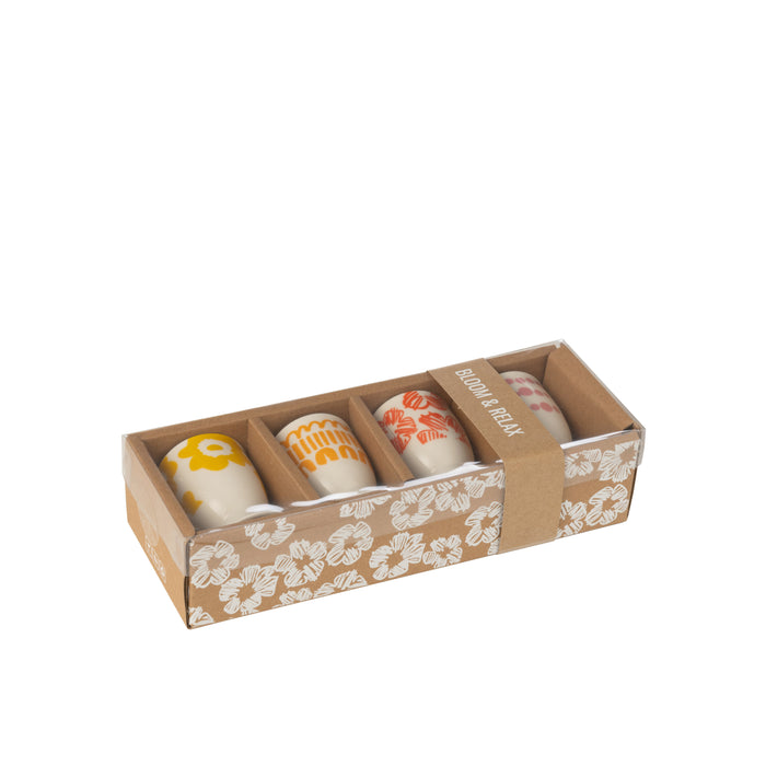 J-Line eierdopje In Doos - keramiek - mix - 4 stuks