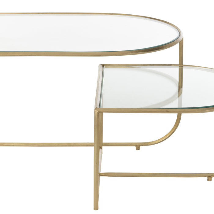 J-Line bijzettafel Porte - metaal|glas - goud - 2 stuks