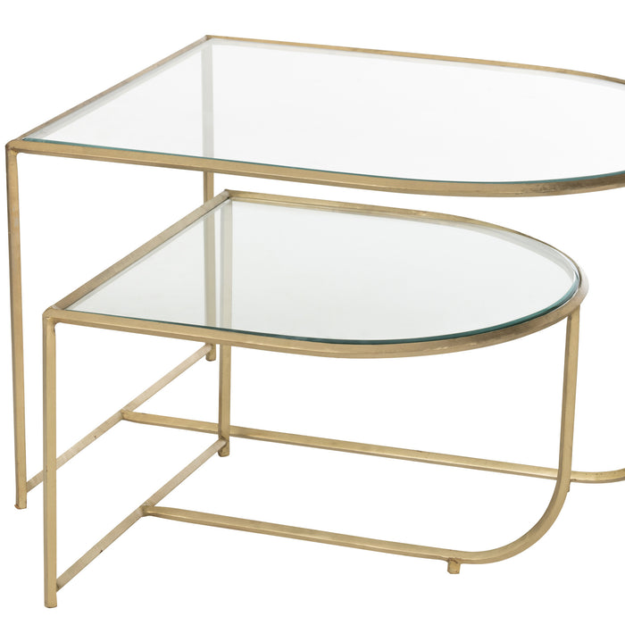 J-Line bijzettafel Porte - metaal|glas - goud - 2 stuks