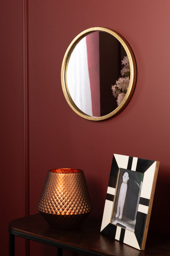 J-Line spiegel Mona Rond - ijzer|glas - goud - extra small - Ø 30 cm