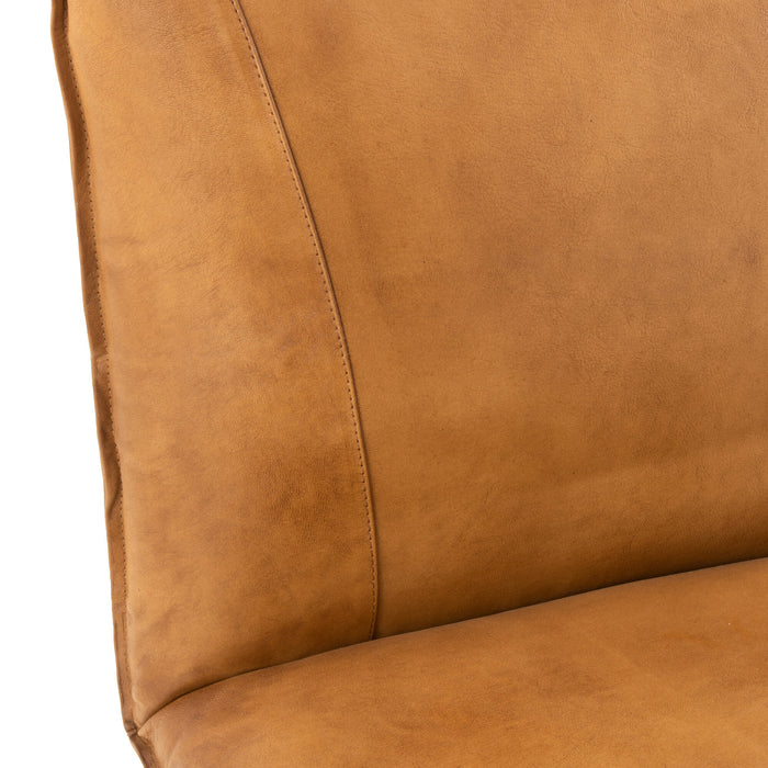 J-Line Lounge Stoel Avi Leder|Ijzer Camel