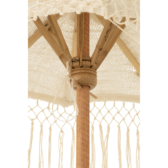 J-Line parasol Lang Franjes - hout - wit