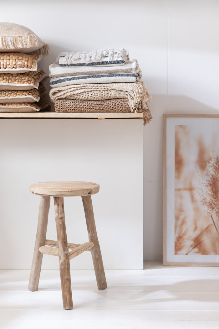 J-Line barkruk Rond - hout - wit - medium