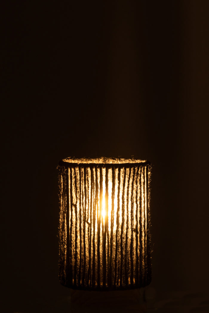 J-Line lamp Cilinder - metaal|katoen - zwart - small - LED l