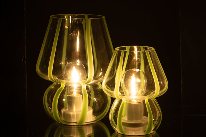 J-Line tafellamp Strepen - glas - transparant|groen - large