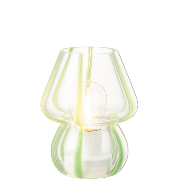J-Line tafellamp Strepen - glas - transparant|groen - small
