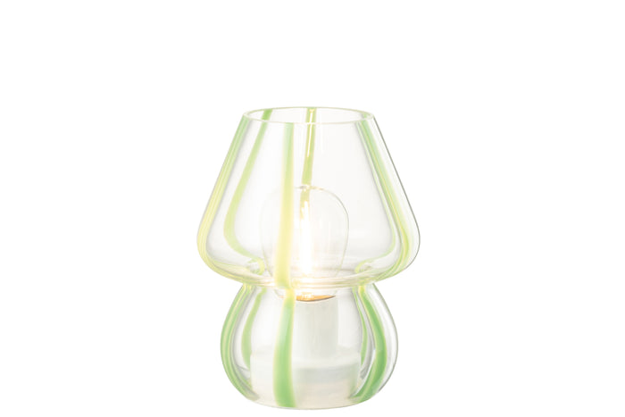 J-Line tafellamp Strepen - glas - transparant|groen - small