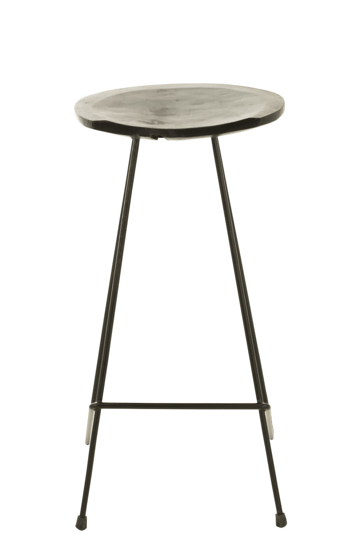 J-Line barstoel Teak - hout|ijzer - zwart