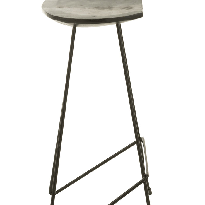 J-Line barstoel Teak - hout|ijzer - zwart