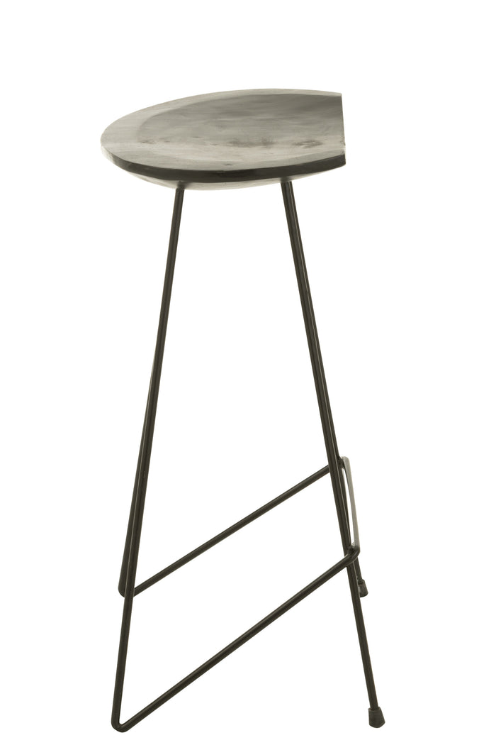 J-Line barstoel Teak - hout|ijzer - zwart