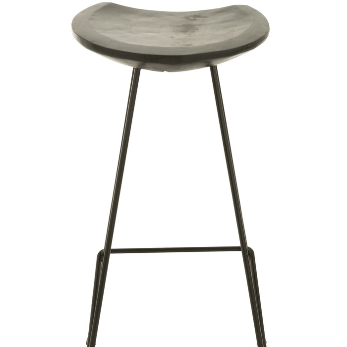 J-Line barstoel Teak - hout|ijzer - zwart
