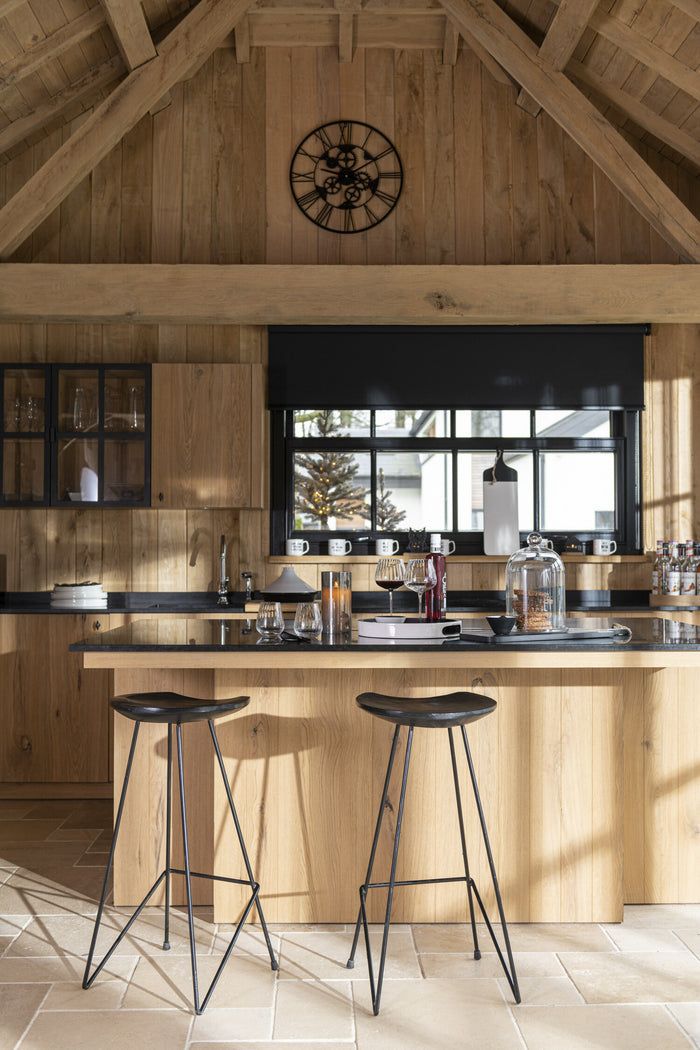 J-Line barstoel Teak - hout|ijzer - zwart