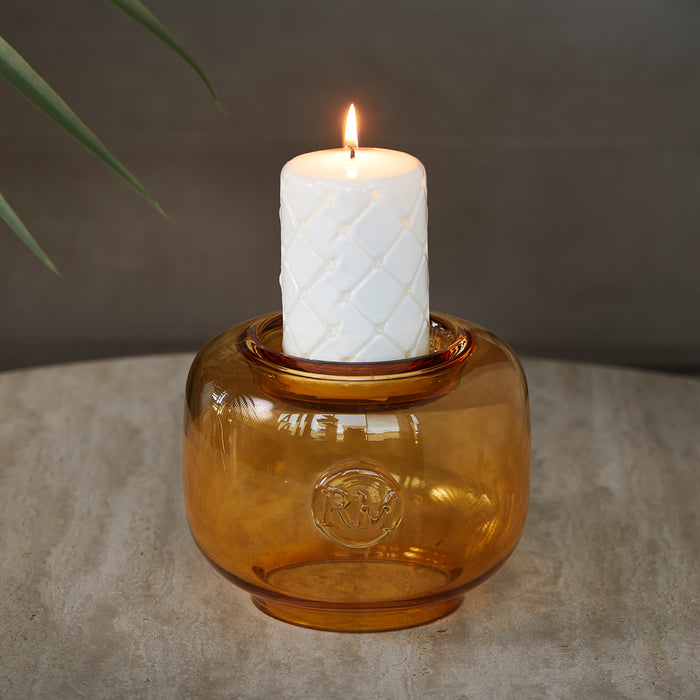 Riviera Maison Windlicht rond Bruin - Willow Kaarsenhouder groot Glas