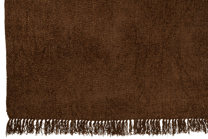 J-Line plaid Gewoven + Franjes - viscose - bruin - 180 x 130 cm