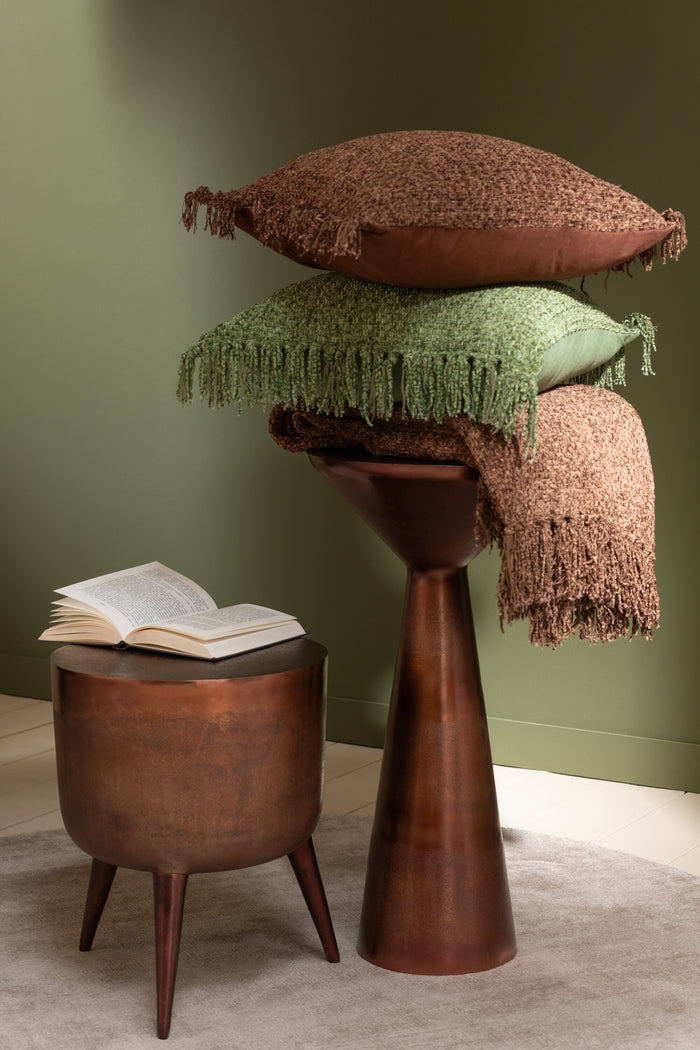 J-Line plaid Gewoven + Franjes - viscose - bruin - 180 x 130 cm