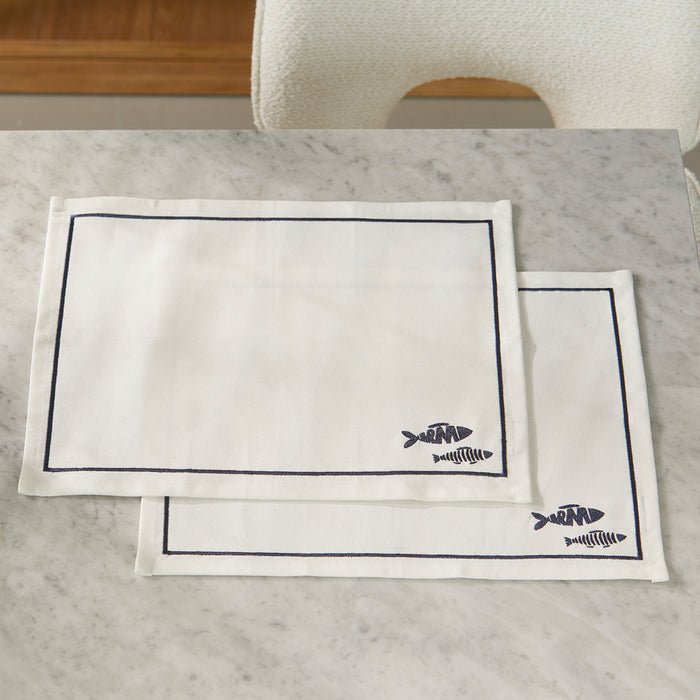 Riviera Maison Placemats Wit - Como Catch Placemat textiel - Katoen