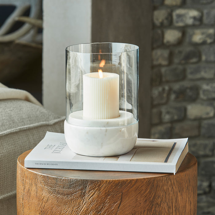 Riviera Maison Windlicht Wit - Céline Kaarsenhouder groot - Marmer