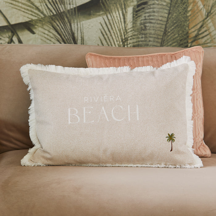 Riviera Maison - Beach Palm Tree Pillow Cover 65x45 - Flax