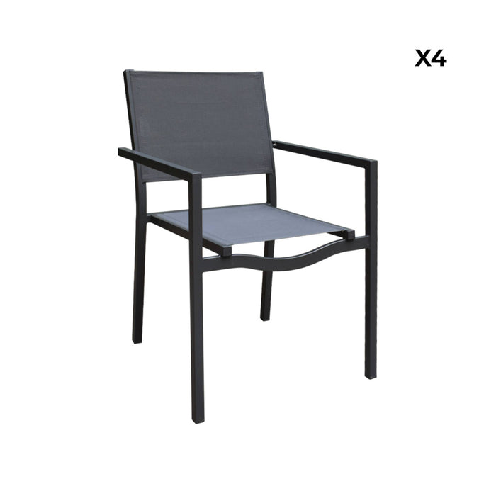 sweeek - Aluminium en textilene stapelbare tuinstoel (set van 4)