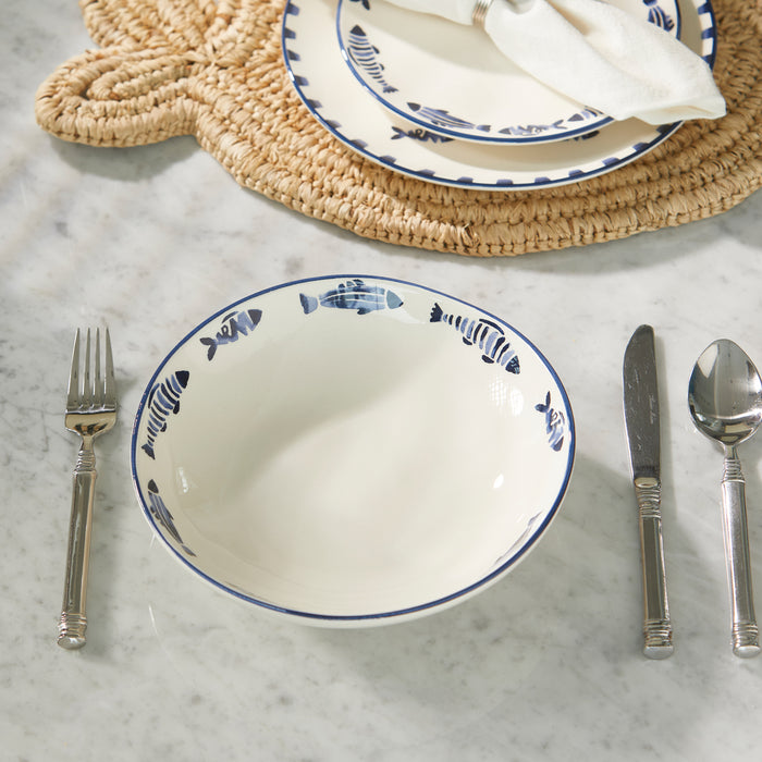 Riviera Maison Pasta bord Blauw, Wit - Como Catch Diep bord