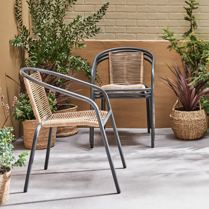 sweeek - Tuinstoelen van staal en kunststof (set van 4)