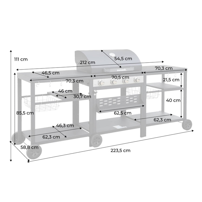 sweeek - Barbecue met 4 branders, buitenkeuken