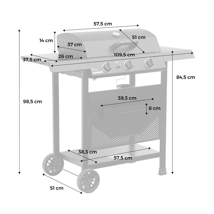 sweeek - Gasbarbecue met 3 branders