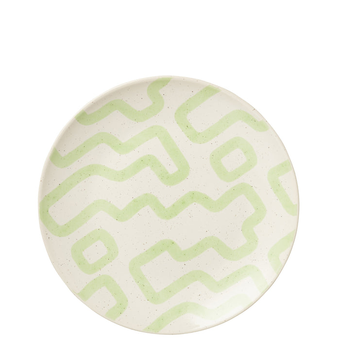 J-Line bord Pattern - porselein - groen - large - 4 stuks