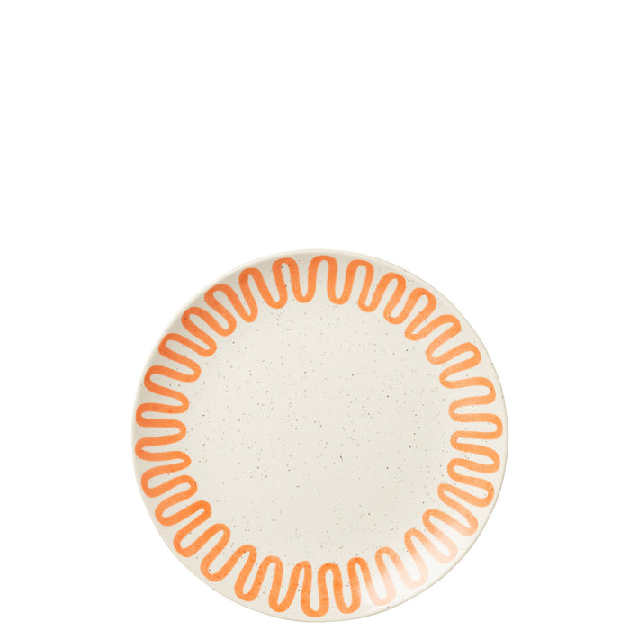 J-Line bord Curve - porselein - oranje - small - 4 stuks