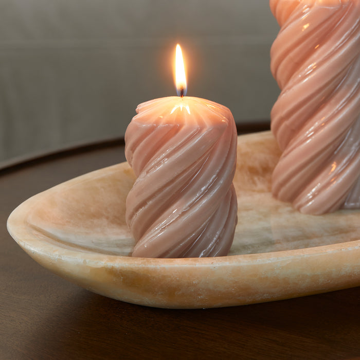 Riviera Maison Stompkaars gedraaid Roze - Glossy Twisted Kaars