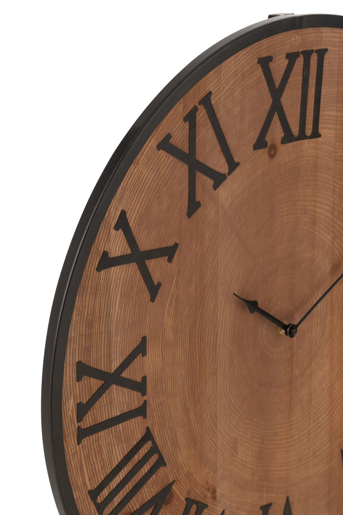 J-Line klok Nue - mdf|ijzer - naturel - large - Ø 60 cm