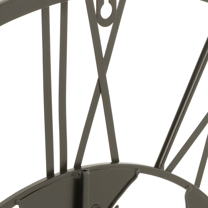 J-Line klok Romeinse Cijfers Wielen - metaal - zwart - small - Ø 60 cm