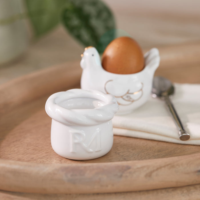 Riviera Maison Eierhouder Rond Wit - Elegant Eierdopjes - Keramiek