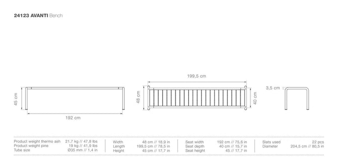 Avanti eetbank 199,5 Thermo Ash|Muted White